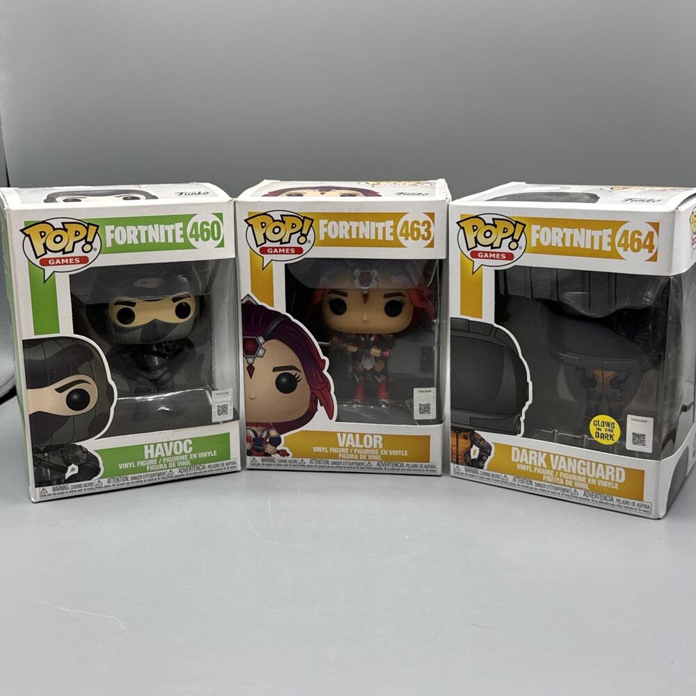 Fortnite Funko Pop Lot Of 3: Havoc #460, Valor #463, Dark Vanguard #464